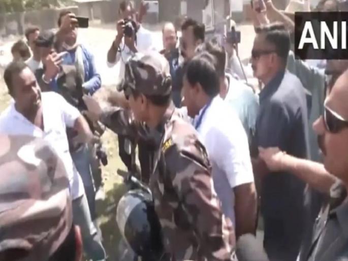 altercation between bjp candidate sukanta majumdar and tmc workers in balurghat, lok sabha elections 2024  | पश्चिम बंगालमध्ये भाजपा उमेदवार सुकांत मजुमदार आणि टीएमसी कार्यकर्त्यांमध्ये बाचाबाची