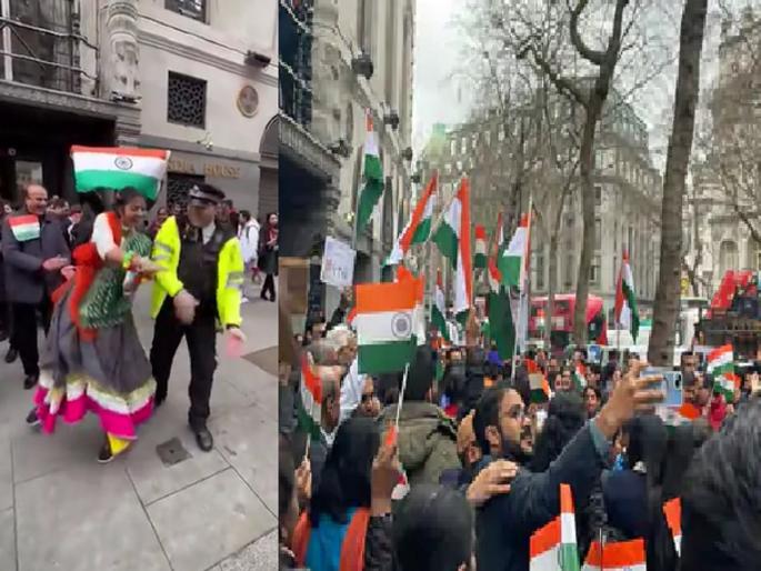 Indian Sikh Protest Against Khalistani Amritpal Singh Supporter In London | लंडनमध्ये खलिस्तानवाद्यांचा तीव्र विरोध; शेकडो भारतीय एकवटले, 'जय हिंद'च्या घोषणांनी परिसर दुमदुमला... Indian Sikh Protest Against Khalistani Amritpal Singh Supporter In London | लंडनमध्ये खलिस्तानवाद्यांचा तीव्र विरोध; शेकडो भारतीय एकवटले, 'जय हिंद'च्या घोषणांनी परिसर दुमदुमला...