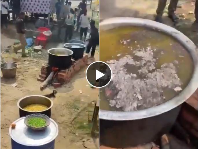 Police throw mud in prasadam prepared for Bhavikasanthi Shocking video from Mahakumbh goes viral | भाविकासांठी बनवण्यात आलेल्या प्रसादामध्ये पोलिसाने चिखल टाकला; महाकुंभातील धक्कादायक व्हिडीओ व्हायरल
