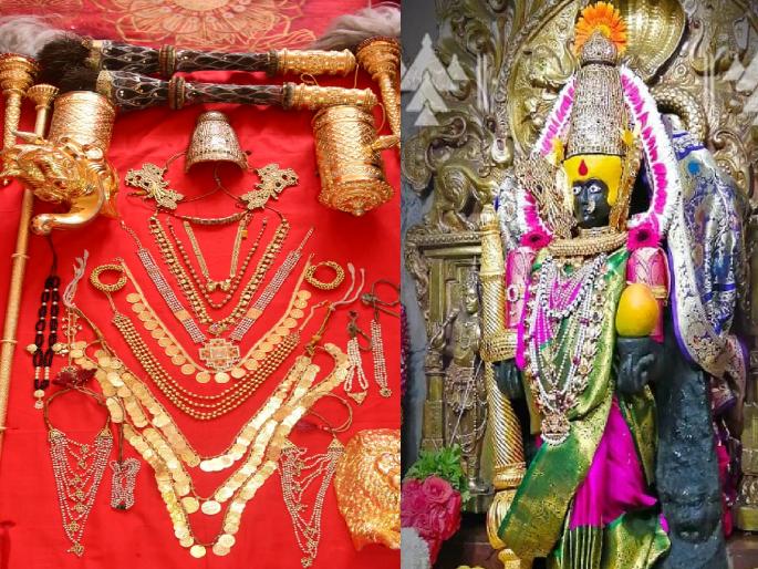 Ambabai's jewellery is adorned with gold on the occasion of Navratri what are the jewellery used in special and daily pujas Know | Kolhapur: नवरात्रौत्सवानिमित्त अंबाबाईच्या दागिन्यांना सुवर्ण झळाळी, विशेष अन् नित्य पूजेत वापरले जाणारे दागिने कोणते..जाणून घ्या Ambabai's jewellery is adorned with gold on the occasion of Navratri what are the jewellery used in special and daily pujas Know | Kolhapur: नवरात्रौत्सवानिमित्त अंबाबाईच्या दागिन्यांना सुवर्ण झळाळी, विशेष अन् नित्य पूजेत वापरले जाणारे दागिने कोणते..जाणून घ्या