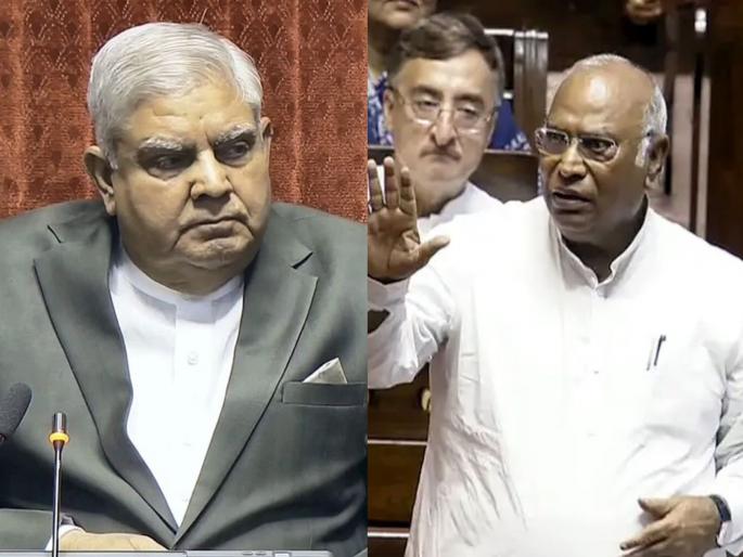 Congress leader Mallikarjun Kharge targets Jagdeep Dhankhada says Speaks like headmaster | "हेडमास्तर प्रमाणे प्रवचन देतात अन्..."; मल्लिकार्जुन खर्गे यांचा जगदीप धनखड यांच्यावर निशाणा Congress leader Mallikarjun Kharge targets Jagdeep Dhankhada says Speaks like headmaster | "हेडमास्तर प्रमाणे प्रवचन देतात अन्..."; मल्लिकार्जुन खर्गे यांचा जगदीप धनखड यांच्यावर निशाणा
