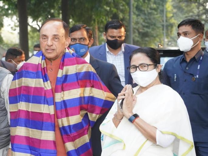 BJP MP Subramanian Swamy to join Trinamool ?; Discussions erupt after Mamata Banerjee's visit | भाजप खासदार सुब्रह्मण्यम स्वामी तृणमूलमध्ये प्रवेश करणार?; ममता बॅनर्जींच्या भेटीनंतर चर्चांना उधाण BJP MP Subramanian Swamy to join Trinamool ?; Discussions erupt after Mamata Banerjee's visit | भाजप खासदार सुब्रह्मण्यम स्वामी तृणमूलमध्ये प्रवेश करणार?; ममता बॅनर्जींच्या भेटीनंतर चर्चांना उधाण