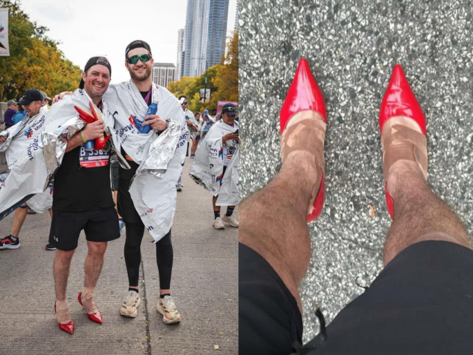 Around the world: He ran a chicago marathon wearing high heels | जगभर: हाय हिल्स घालून 'तो' मॅरेथॉनमध्ये धावला...! Around the world: He ran a chicago marathon wearing high heels | जगभर: हाय हिल्स घालून 'तो' मॅरेथॉनमध्ये धावला...!