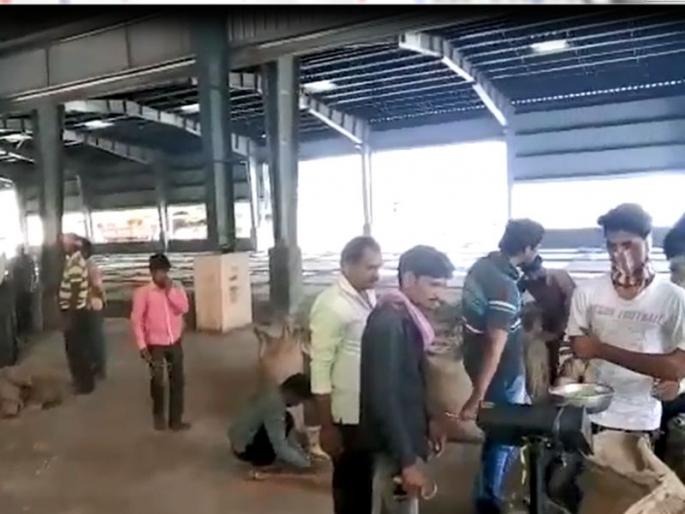 Farmers' congestion in the Mangarilpir Bazar Samiti | मंगरुळपीर बाजार समितीमध्ये शेतकऱ्यांची गर्दी, मालमोजणीसाठी अडचणी Farmers' congestion in the Mangarilpir Bazar Samiti | मंगरुळपीर बाजार समितीमध्ये शेतकऱ्यांची गर्दी, मालमोजणीसाठी अडचणी