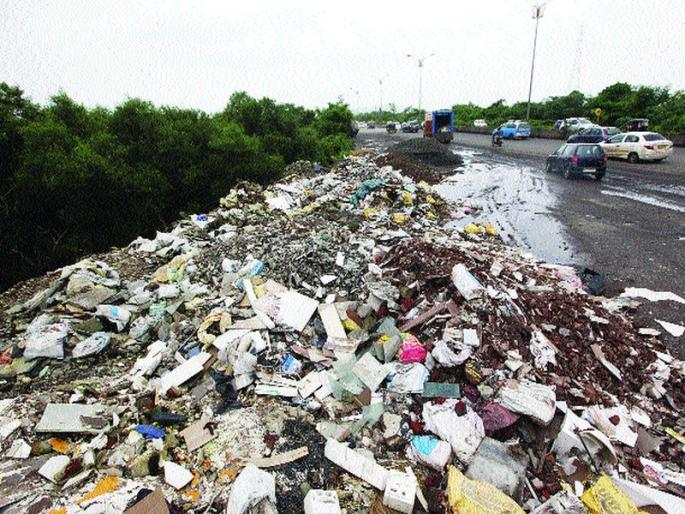 Debrajy's fill in Khasi | वाशीत खारफुटीमध्ये डेब्रिजचा भराव