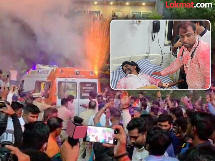 After ending Protet Manoj Jarange Patil was admitted to Chhatrapati Sambhajinagar for treatment | गुलाल, आतषबाजी आणि घोषणांच्या गजरात मनोज जरांगे मध्यरात्री संभाजीनगरात; रुग्णालयात दाखल, आरामाचा सल्ला After ending Protet Manoj Jarange Patil was admitted to Chhatrapati Sambhajinagar for treatment | गुलाल, आतषबाजी आणि घोषणांच्या गजरात मनोज जरांगे मध्यरात्री संभाजीनगरात; रुग्णालयात दाखल, आरामाचा सल्ला