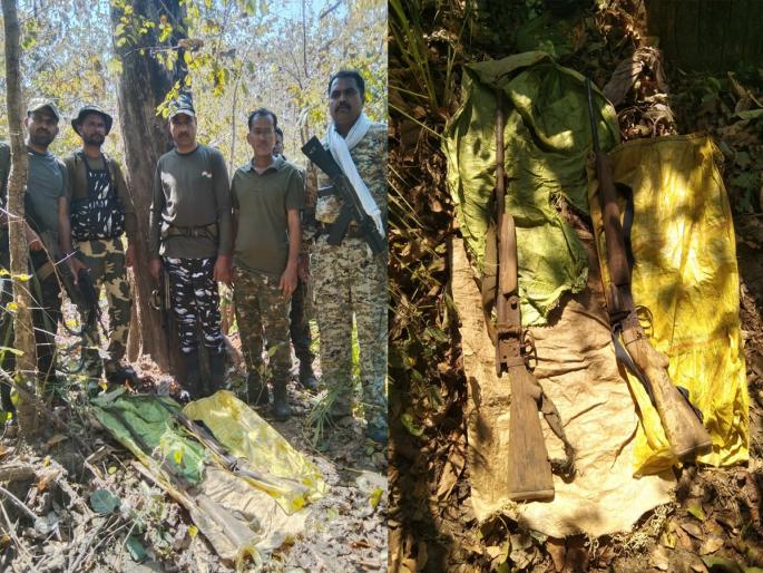 Two rifles hidden in the forest are in police custody | जंगलात लपविलेल्या दोन रायफली पोलिसांच्या ताब्यात Two rifles hidden in the forest are in police custody | जंगलात लपविलेल्या दोन रायफली पोलिसांच्या ताब्यात