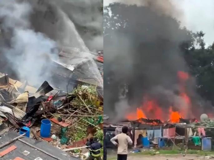Massive fire breaks out in unauthorized huts in Mira Road, gas cylinder explodes | मीरारोड मध्ये अनधिकृत झोपड्यांना भीषण आग, गॅस सिलेंडरचा स्फोट Massive fire breaks out in unauthorized huts in Mira Road, gas cylinder explodes | मीरारोड मध्ये अनधिकृत झोपड्यांना भीषण आग, गॅस सिलेंडरचा स्फोट