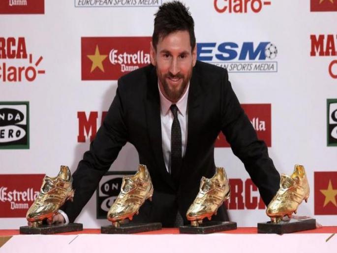 Lionel Messi nominated for fifth time 'Golden Boot' | लिओनेल मेस्सी ठरला पाचव्यांदा ' गोल्डन बूट 'चा मानकरी Lionel Messi nominated for fifth time 'Golden Boot' | लिओनेल मेस्सी ठरला पाचव्यांदा ' गोल्डन बूट 'चा मानकरी
