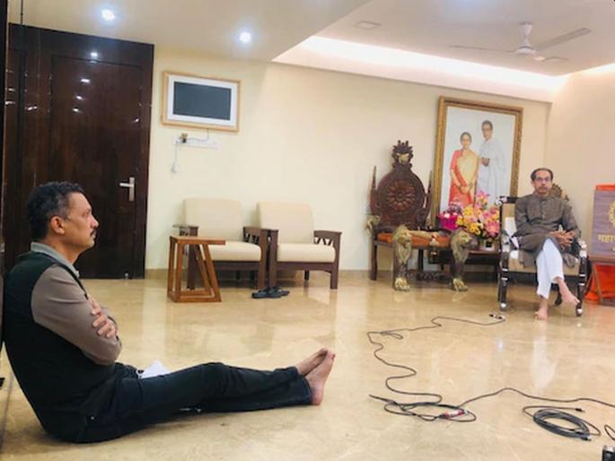 ... Milind Narvekar was sitting down during the interview of Uddhav Thackeray; Photo viral | ...अन् उद्धव ठाकरेंच्या मुलाखतीवेळी मिलिंद नार्वेकर बसले होते खाली; फोटो व्हायरल ... Milind Narvekar was sitting down during the interview of Uddhav Thackeray; Photo viral | ...अन् उद्धव ठाकरेंच्या मुलाखतीवेळी मिलिंद नार्वेकर बसले होते खाली; फोटो व्हायरल