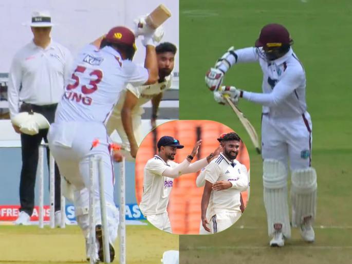India vs West Indies 1st Test Day 1 Mohammed Siraj Take 3 Wickets In Opening Spell Tagenarine Chanderpaul Departs For An 11 Ball Duck | IND vs WI : DSP सिराजची 'दबंगगिरी'! कमबॅकमध्ये दिग्गज स्टारच्या पोराच्या पदरी 'भोपळा'