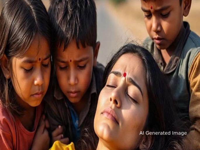 Heartbreaking incident! Mother runs to save 7-year-old daughter, but is crushed by speeding bus; Mother dies in front of three children | काळीज हेलावणारी घटना! ७ वर्षांच्या लेकाला वाचवण्यासाठी धावली, आणि भरधाव बसने आईला चिरडले; तीन लेकरांसमोर मातेचा मृत्यू Heartbreaking incident! Mother runs to save 7-year-old daughter, but is crushed by speeding bus; Mother dies in front of three children | काळीज हेलावणारी घटना! ७ वर्षांच्या लेकाला वाचवण्यासाठी धावली, आणि भरधाव बसने आईला चिरडले; तीन लेकरांसमोर मातेचा मृत्यू