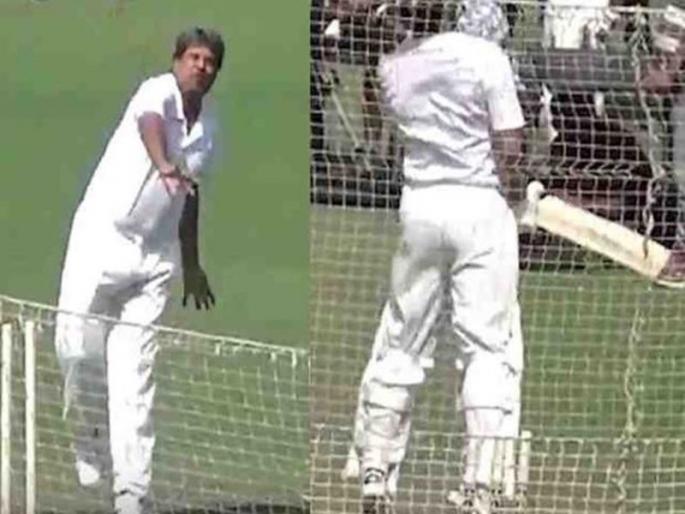 Dhoni was shocked to see the bouncer by Kapil Dev | कपिल देव यांनी टाकलेला बाऊन्सर पाहून धोनी झाला अवाक, मैदानात भिडले दोन्ही दिग्गज