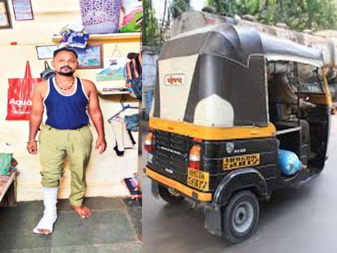Argument with BEST driver; Rickshaw driver puts rickshaw on his leg | बेस्ट चालकाशी वाद; रिक्षाचालकाने त्याच्या पायावर घातली रिक्षा Argument with BEST driver; Rickshaw driver puts rickshaw on his leg | बेस्ट चालकाशी वाद; रिक्षाचालकाने त्याच्या पायावर घातली रिक्षा