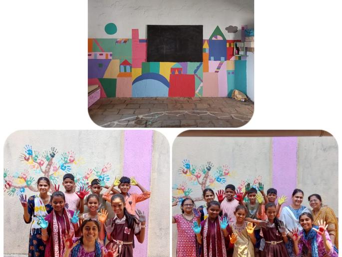 school in the vada district painted by dahisar organization | दहिसरच्या संस्थेने रंगविली वाड्यातली शाळा school in the vada district painted by dahisar organization | दहिसरच्या संस्थेने रंगविली वाड्यातली शाळा