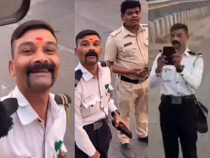Video: Mumbai Kandivali Traffic policeman took a photo of a tempo on his mobile phone, the driver got agitated; asked the exact question... | Video: ट्रॅफिक पोलिसाने मोबाईलमध्ये टेम्पोचा फोटो काढला, चालक खवळला; नेमका तो प्रश्न विचारला... Video: Mumbai Kandivali Traffic policeman took a photo of a tempo on his mobile phone, the driver got agitated; asked the exact question... | Video: ट्रॅफिक पोलिसाने मोबाईलमध्ये टेम्पोचा फोटो काढला, चालक खवळला; नेमका तो प्रश्न विचारला...