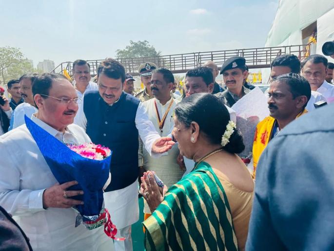 Navi Mumbai: JP Nadda visits Ashwamedha Yajna at Kharghar, welcomed by Manda Mhatre | Navi Mumbai: जे पी नड्डा यांची खारघर येथील अश्वमेध यज्ञास भेट, मंदा म्हात्रे यांनी केले स्वागत