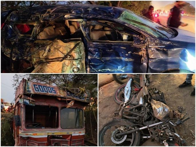 5 killed in bizarre accident on pune ahmednagar highway | Pune News: पुणे - नगर महामार्गावरील विचित्र अपघातात ५ जण ठार 5 killed in bizarre accident on pune ahmednagar highway | Pune News: पुणे - नगर महामार्गावरील विचित्र अपघातात ५ जण ठार