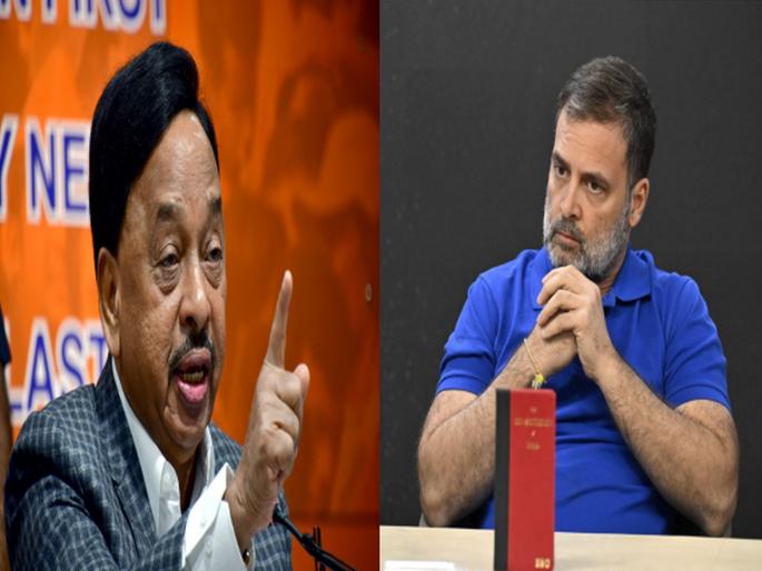 "No one becomes an Ambedkarite just because the color of their clothes is blue," Narayan Rane takes a dig at Rahul Gandhi | "कपड्यांचा रंग निळा असल्याने कुणी आंबेडकरवादी होत नाही’’, नारायण राणेंचा राहुल गांधींना टोला  "No one becomes an Ambedkarite just because the color of their clothes is blue," Narayan Rane takes a dig at Rahul Gandhi | "कपड्यांचा रंग निळा असल्याने कुणी आंबेडकरवादी होत नाही’’, नारायण राणेंचा राहुल गांधींना टोला