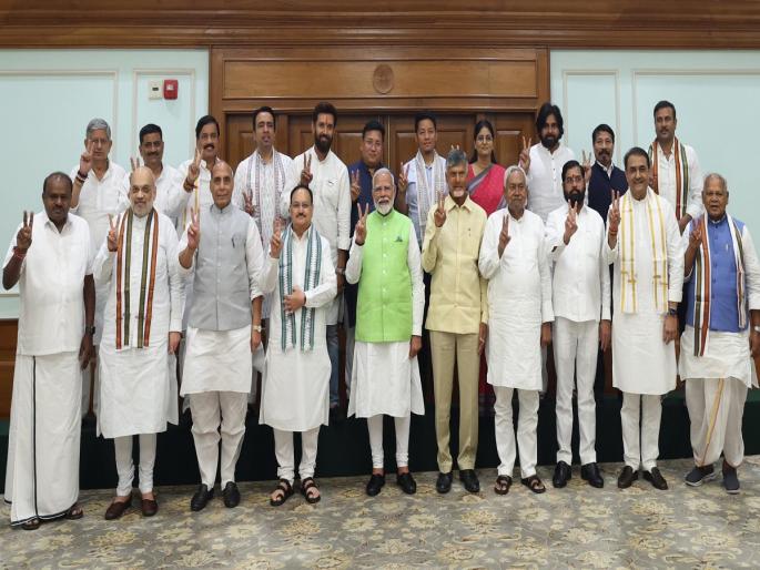 Lok Sabha Election Result 2024 : Narendra Modi as NDA leader; Nitish, Chandrababu also support letters of support from allies; End of discussion on role of JDU, TDP | नरेंद्र मोदी एनडीएच्या नेतेपदी; नितीश, चंद्राबाबूंचेही समर्थन, मित्रपक्षांचे पाठिंब्याचे पत्र; जदयू, टीडीपीच्या भूमिकेवरील चर्चांना पूर्णविराम Lok Sabha Election Result 2024 : Narendra Modi as NDA leader; Nitish, Chandrababu also support letters of support from allies; End of discussion on role of JDU, TDP | नरेंद्र मोदी एनडीएच्या नेतेपदी; नितीश, चंद्राबाबूंचेही समर्थन, मित्रपक्षांचे पाठिंब्याचे पत्र; जदयू, टीडीपीच्या भूमिकेवरील चर्चांना पूर्णविराम
