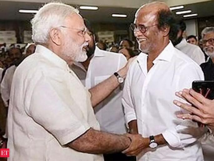 Rajinikanth close to BJP? New political Calculation in Tamil nadu | एकाविरुद्ध दहाजणांची एकजूट होत असेल तर शक्तिशाली कोण? रजनीकांत यांनी मान्य केले मोदींचे बळ Rajinikanth close to BJP? New political Calculation in Tamil nadu | एकाविरुद्ध दहाजणांची एकजूट होत असेल तर शक्तिशाली कोण? रजनीकांत यांनी मान्य केले मोदींचे बळ