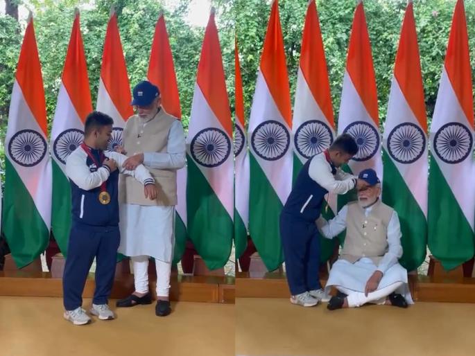 PM Modi sits on floor for Navdeep singh and asks funny questions, VIDEO goes viral | नवदीपसाठी पंतप्रधान मोदी जमिनीवर बसले अन् गमतीशीर प्रश्न विचारले, VIDEO व्हायरल PM Modi sits on floor for Navdeep singh and asks funny questions, VIDEO goes viral | नवदीपसाठी पंतप्रधान मोदी जमिनीवर बसले अन् गमतीशीर प्रश्न विचारले, VIDEO व्हायरल