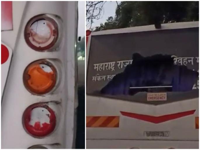 ST Workers Strike Stone throwing on shivshahi bus in Nashik maharshtra | ST Workers Strike : नाशिकमध्ये बसवर दगडफेक; एसटीचा संप चिघळण्याची शक्यता ST Workers Strike Stone throwing on shivshahi bus in Nashik maharshtra | ST Workers Strike : नाशिकमध्ये बसवर दगडफेक; एसटीचा संप चिघळण्याची शक्यता