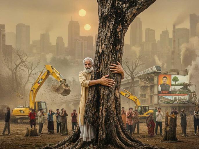 Nashik Tapovan tree cutting Kumbh Mela 2026 Sadhugram Nashik NMC Environmental protest Save Tapovan trees Nashik environmental crisis | माझा आवाज पडेल का तुमच्या कानी? तुमच्या विकासाच्या धुंदीत, माझं मरण..