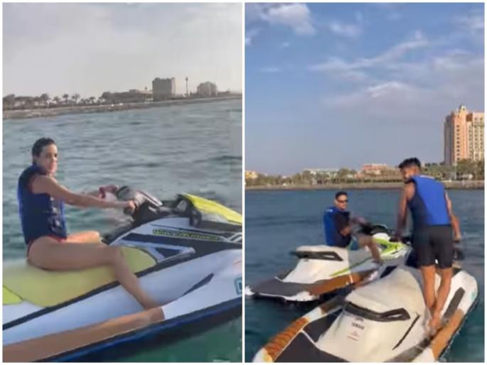 natasha stankovic hot photos videos viral on social media hardik pandya wife with shreyas iyer ishan kishan | हार्दिक पांड्याच्या पत्नीचं दुबईत वॉटर रायडिंग; इशान किशन, श्रेयस अय्यरही होते सोबत, पाहा Video