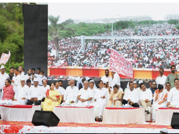 To the airport Ba. Patil's name should be the same, Bhumiputra's Elgar against CIDCO for naming, | विमानतळास दि. बा. पाटील यांचेच नाव हवे, नामकरणासाठी भूमिपुत्रांचा सिडकोविरोधात एल्गार,प्रकल्पग्रस्तांचा आक्रमक पवित्रा To the airport Ba. Patil's name should be the same, Bhumiputra's Elgar against CIDCO for naming, | विमानतळास दि. बा. पाटील यांचेच नाव हवे, नामकरणासाठी भूमिपुत्रांचा सिडकोविरोधात एल्गार,प्रकल्पग्रस्तांचा आक्रमक पवित्रा