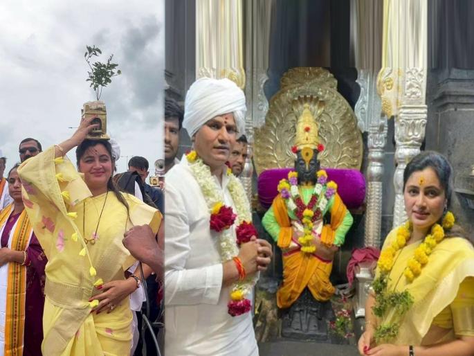 navneet rana and ravi rana participate in ashadhi ekadashi wari and took vitthal rakhumai darshan in pandharpur | डोक्यावर तुळस, मुखी विठूनामाचा गजर; राणा दाम्पत्याचा वारीत सहभाग, पांडुरंगाचरणी नतमस्तक navneet rana and ravi rana participate in ashadhi ekadashi wari and took vitthal rakhumai darshan in pandharpur | डोक्यावर तुळस, मुखी विठूनामाचा गजर; राणा दाम्पत्याचा वारीत सहभाग, पांडुरंगाचरणी नतमस्तक