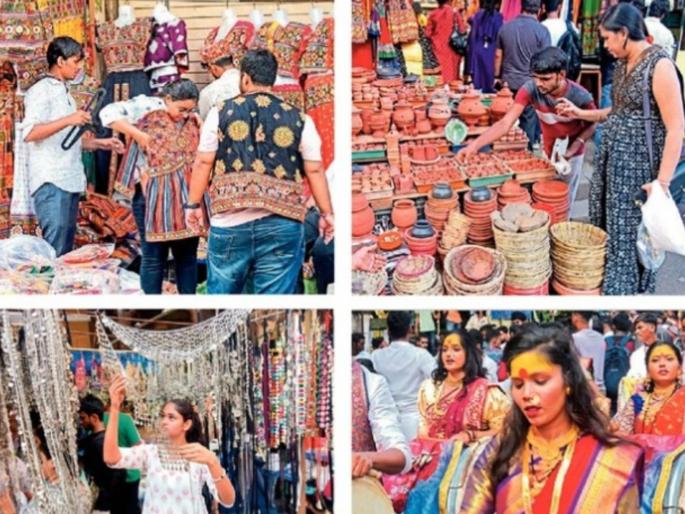 in mumbai navratri 2024 shopping in the market to welcome adishakti a gathering of women on the sunday before navratri festival | आदिशक्तीच्या स्वागतासाठी बाजारपेठेत खरेदीला उधाण; नवरात्रोत्सवापूर्वी महिलांची लगबग in mumbai navratri 2024 shopping in the market to welcome adishakti a gathering of women on the sunday before navratri festival | आदिशक्तीच्या स्वागतासाठी बाजारपेठेत खरेदीला उधाण; नवरात्रोत्सवापूर्वी महिलांची लगबग