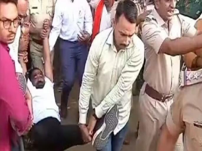 Police intercepted Jal Sangharsh Yatra in Nagpur border; MLA Nitin Deshmukh along with activists taken into custody | पोलिसांनी नागपूरच्या वेशीवर रोखली जलसंघर्ष यात्रा, आमदार नितीन देशमुखांना कार्यकर्त्यांसह घेतलं ताब्यात