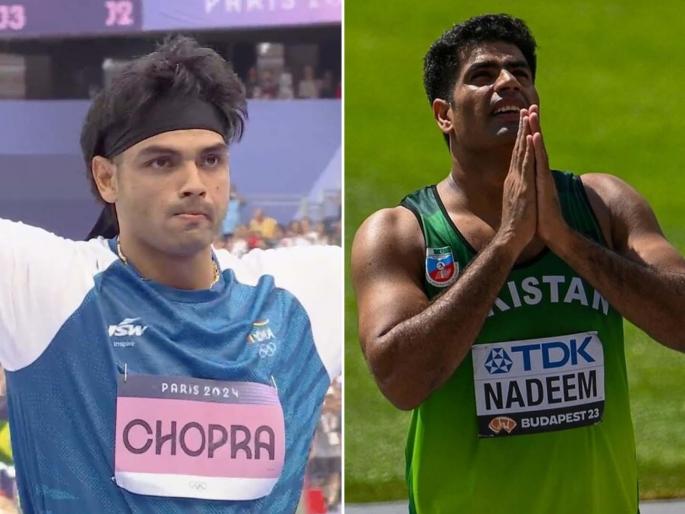 Paris Olympic 2024 Updates In Marathi India's Neeraj Chopra and Pakistan's Arshad Nadeem have entered the javelin final | Paris Olympic 2024 : भालाफेक! पाकिस्तानचा खेळाडू नीरज चोप्राला आव्हान देणार; फायनलमध्ये IND vs PAK Paris Olympic 2024 Updates In Marathi India's Neeraj Chopra and Pakistan's Arshad Nadeem have entered the javelin final | Paris Olympic 2024 : भालाफेक! पाकिस्तानचा खेळाडू नीरज चोप्राला आव्हान देणार; फायनलमध्ये IND vs PAK