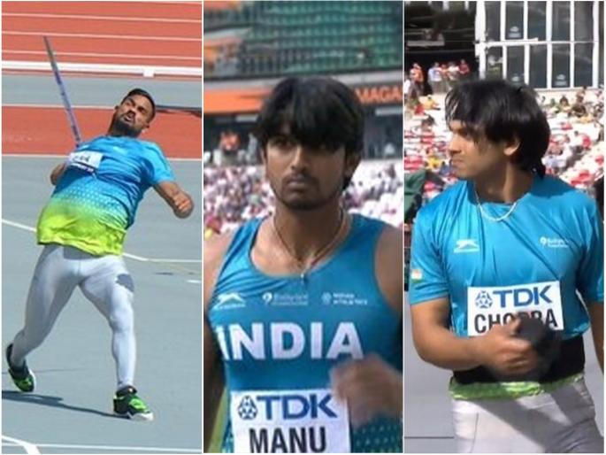 World Athletics Championship - Indian athletics make history in Budapest, 3 Indian javelin throwers ( Neeraj Chopra , DP Manu and Kishore Jena ) qualified for the final of the men’s javelin throw, but battle between India & Pakistan | इतिहास रचला! Neeraj Chopraसह ३ भारतीय फायनलमध्ये; India vs Pakistan गोल्डन मॅच World Athletics Championship - Indian athletics make history in Budapest, 3 Indian javelin throwers ( Neeraj Chopra , DP Manu and Kishore Jena ) qualified for the final of the men’s javelin throw, but battle between India & Pakistan | इतिहास रचला! Neeraj Chopraसह ३ भारतीय फायनलमध्ये; India vs Pakistan गोल्डन मॅच