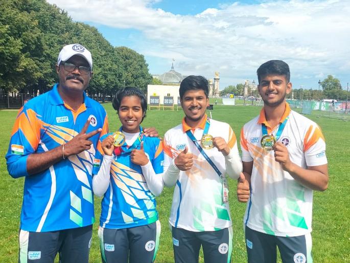 Akola: Buldhana's Prathamesh shines in the ongoing 'Archery World Cup' in Paris, India gets three golds | Akola: पॅरीस येथे सुरू असलेल्या ‘आर्चरी वर्ल्ड कप’मध्ये बुलढाण्याचा प्रथमेश चमकला, भारताला तीन सुवर्ण Akola: Buldhana's Prathamesh shines in the ongoing 'Archery World Cup' in Paris, India gets three golds | Akola: पॅरीस येथे सुरू असलेल्या ‘आर्चरी वर्ल्ड कप’मध्ये बुलढाण्याचा प्रथमेश चमकला, भारताला तीन सुवर्ण