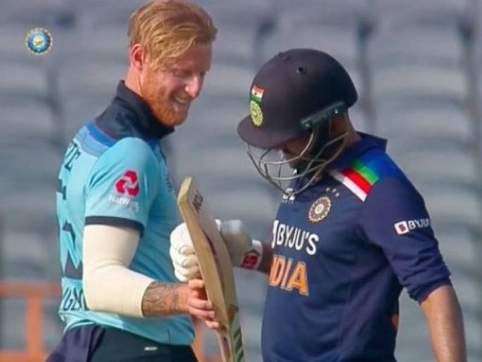 IND vs ENG Ben Stokes surprised by Shardul thakur six Checked Sharduls bat | IND vs ENG: शार्दुलनं ठोकलेला षटकार पाहून बेन स्टोक्स अवाक्; थेट शार्दुलची बॅटच तपासली!