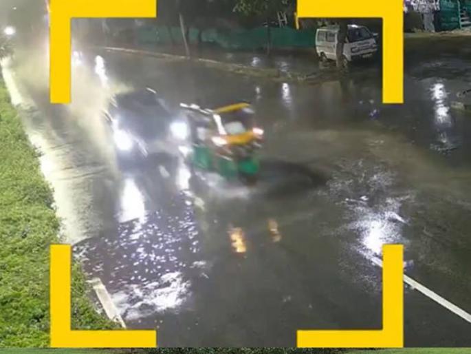 Drunk driver rams Audi into auto in Cyberabad of Hyderabad cctv video goes viral | भरधाव वेगानं येणाऱ्या ऑडी कारनं रिक्षाला उडवलं; घटनेचं थरारक CCTV फुटेज समोर, पाहा... Drunk driver rams Audi into auto in Cyberabad of Hyderabad cctv video goes viral | भरधाव वेगानं येणाऱ्या ऑडी कारनं रिक्षाला उडवलं; घटनेचं थरारक CCTV फुटेज समोर, पाहा...