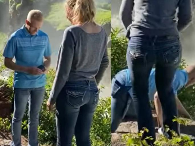 man going to propose girlfriend near waterfall then heppen such bad incident | समोर गर्लफ्रेंड अन् मागे खोल दरी.. प्रपोज करायला गेला आणि काय घडलं पाहा... man going to propose girlfriend near waterfall then heppen such bad incident | समोर गर्लफ्रेंड अन् मागे खोल दरी.. प्रपोज करायला गेला आणि काय घडलं पाहा...