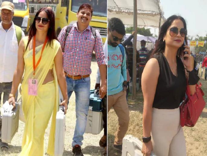lucknow voting yellow saree woman poling officer reena dwivedi polling booth | लिंबू कलरची साडी! पुन्हा चर्चेत आली 'ती' महिला अधिकारी; नव्या लूकनं उडवला धुरळा lucknow voting yellow saree woman poling officer reena dwivedi polling booth | लिंबू कलरची साडी! पुन्हा चर्चेत आली 'ती' महिला अधिकारी; नव्या लूकनं उडवला धुरळा