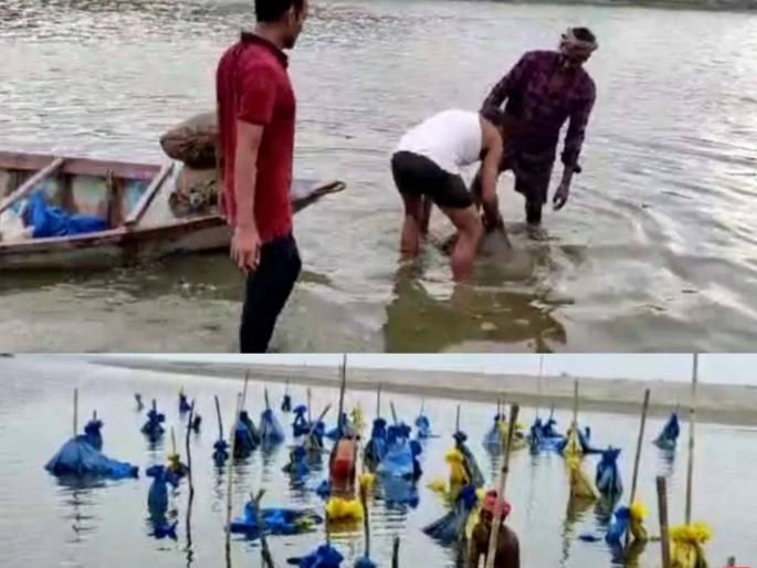 in bihar illegal liquor hidden in ganga river seized and destroyed | ऐकावं ते नवलच! गंगा नदीत माशांऐवजी सापडतेय दारू; प्रशासन धास्तावले, अधिकारी चक्रावले in bihar illegal liquor hidden in ganga river seized and destroyed | ऐकावं ते नवलच! गंगा नदीत माशांऐवजी सापडतेय दारू; प्रशासन धास्तावले, अधिकारी चक्रावले