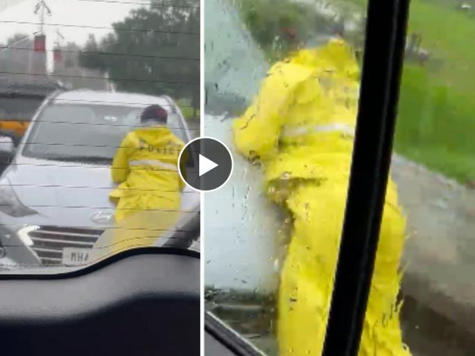 car hit the traffic constable took him on car bonnet video goes viral in navi mumbai | VIDEO: कार चालकानं वाहतूक हवालदाराच्या अंगावर घातली कार, बोनटवरुन फरफटत नेलं; नवी मुंबईतील प्रकार car hit the traffic constable took him on car bonnet video goes viral in navi mumbai | VIDEO: कार चालकानं वाहतूक हवालदाराच्या अंगावर घातली कार, बोनटवरुन फरफटत नेलं; नवी मुंबईतील प्रकार