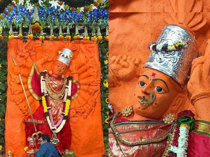 Dharshan of Shri Saptashringi Devi in her original form after removing two thousand kilos of shendur | उदे गं अंबे उदे...दोन हजार किलो शेंदूर हटविल्याने श्री सप्तशृंगी देवीचे मूळ रूपात दर्शन Dharshan of Shri Saptashringi Devi in her original form after removing two thousand kilos of shendur | उदे गं अंबे उदे...दोन हजार किलो शेंदूर हटविल्याने श्री सप्तशृंगी देवीचे मूळ रूपात दर्शन