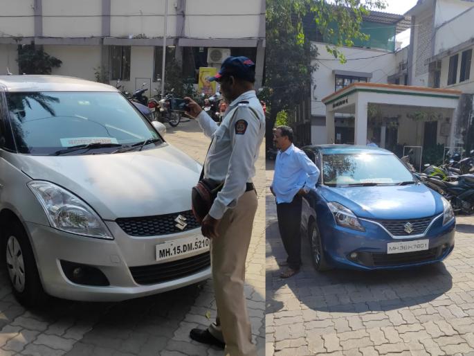 Traffic department action against Vasai tehsil officials illegal plates will have to be removed | वसई तहसील अधिकाऱ्यांवर वाहतूक शाखेची कारवाई, बेकायदेशीर पाट्या काढायला लागणार Traffic department action against Vasai tehsil officials illegal plates will have to be removed | वसई तहसील अधिकाऱ्यांवर वाहतूक शाखेची कारवाई, बेकायदेशीर पाट्या काढायला लागणार