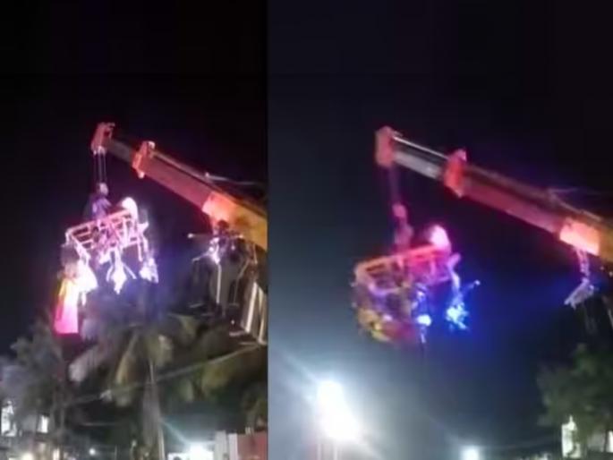 Desperate to sit in a crane and offer garlands to God 4 killed in Tamil Nadu temple crane collapse | क्रेनमध्ये बसून देवाला हार अर्पण करणे बेतले जिवावर; तामिळनाडूत मंदिरात क्रेन पडून ४ ठार Desperate to sit in a crane and offer garlands to God 4 killed in Tamil Nadu temple crane collapse | क्रेनमध्ये बसून देवाला हार अर्पण करणे बेतले जिवावर; तामिळनाडूत मंदिरात क्रेन पडून ४ ठार