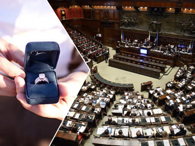 Italian MP proposes to his girlfriend in the middle of a parliamentary debate | बाबो! संसदेत कामकाज सुरू असतानाच खासदाराने गर्लफ्रेन्डला केलं प्रपोज आणि.... Italian MP proposes to his girlfriend in the middle of a parliamentary debate | बाबो! संसदेत कामकाज सुरू असतानाच खासदाराने गर्लफ्रेन्डला केलं प्रपोज आणि....