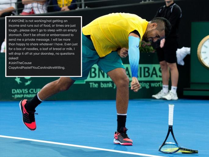 Coronavirus: Don't sleep hungry, message me; Nick Kyrgios Offers To Deliver Food ajg | Coronavirus: उपाशी पोटी झोपी नका, मला मेसेज करा; बेशिस्त अन् बेलगाम म्हणून कुप्रसिद्ध खेळाडूची दिलदारी