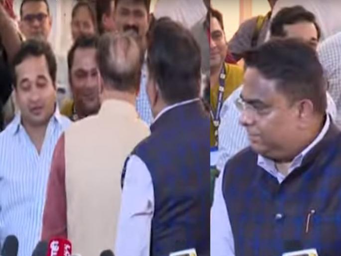 'Tell him I'm right behind'; Abu Azmi, Rais Sheikh were talking to reporters, while Nitesh Rane came Vidhansabha clash politics | 'त्याला सांग मी मागेच आहे'; अबू आझमी, रईस शेख पत्रकारांशी बोलत होते, तितक्यात नितेश राणे.... 'Tell him I'm right behind'; Abu Azmi, Rais Sheikh were talking to reporters, while Nitesh Rane came Vidhansabha clash politics | 'त्याला सांग मी मागेच आहे'; अबू आझमी, रईस शेख पत्रकारांशी बोलत होते, तितक्यात नितेश राणे....