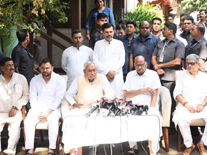 bihar cm nitish kumar with tejashwi yadav meet ncp chief sharad pawar in mumbai | नितीश कुमारांनी घेतली शरद पवारांची भेट; म्हणाले, “विरोधकांचा प्रमुख चेहरा झाल्यास आनंद”