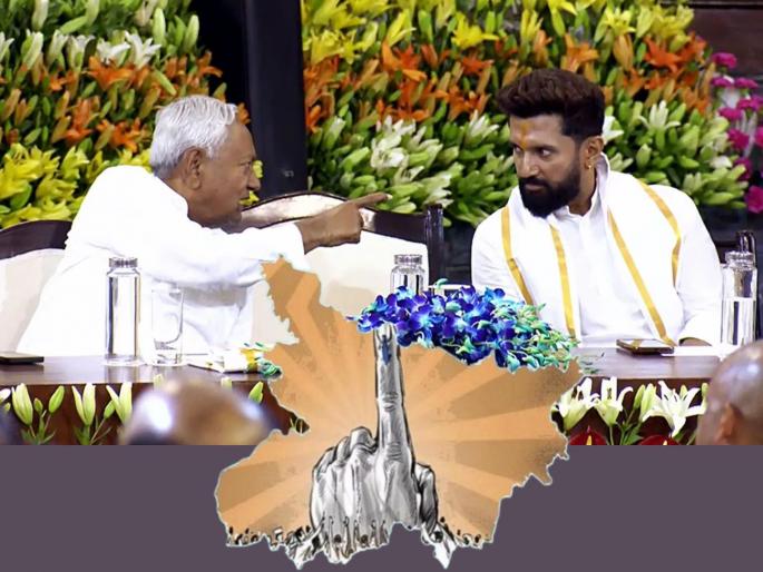 Bihar Election JDU: Nitish Kumar's blow to Chirag Paswan; Candidates fielded only on claimed seats | Bihar Election JDU: चिराग पासवानांना नितीश कुमारांचा झटका; दावा केलेल्या जागांवरच उतरवले उमेदवार Bihar Election JDU: Nitish Kumar's blow to Chirag Paswan; Candidates fielded only on claimed seats | Bihar Election JDU: चिराग पासवानांना नितीश कुमारांचा झटका; दावा केलेल्या जागांवरच उतरवले उमेदवार